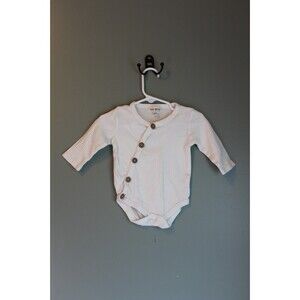 Rabbit & Bear One Piece Long Sleeve Bodysuit White Button Baby Size 6-9M